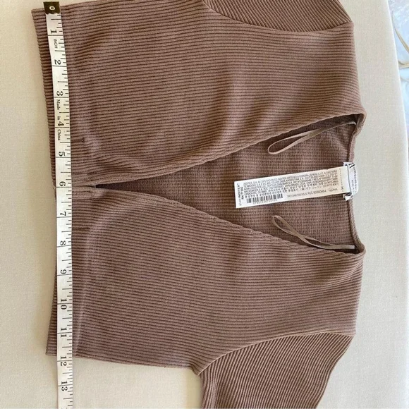 Zara Brown Ribbed Micro Crop Top Long Sleeve XS Twilightcore Earthy Grunge - Picture 5 of 8